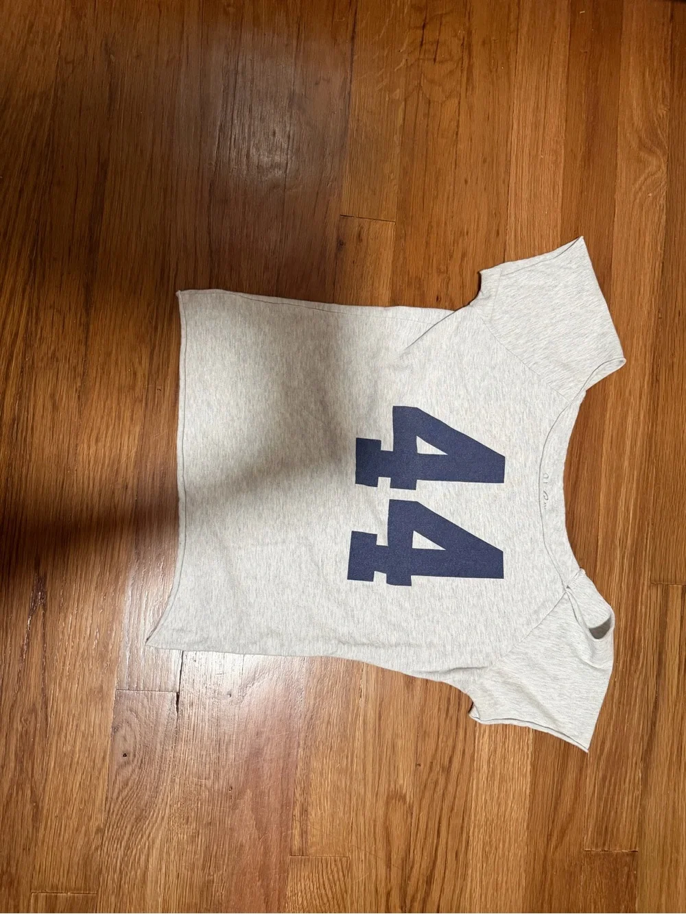 Brandy Melville Heather Gray Tee with Navy 44 Graphic